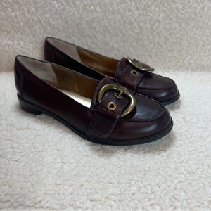 Vintage Y2K Nine West Slip-On Women's Brown Leather Buckle Loafers, Size 6.5